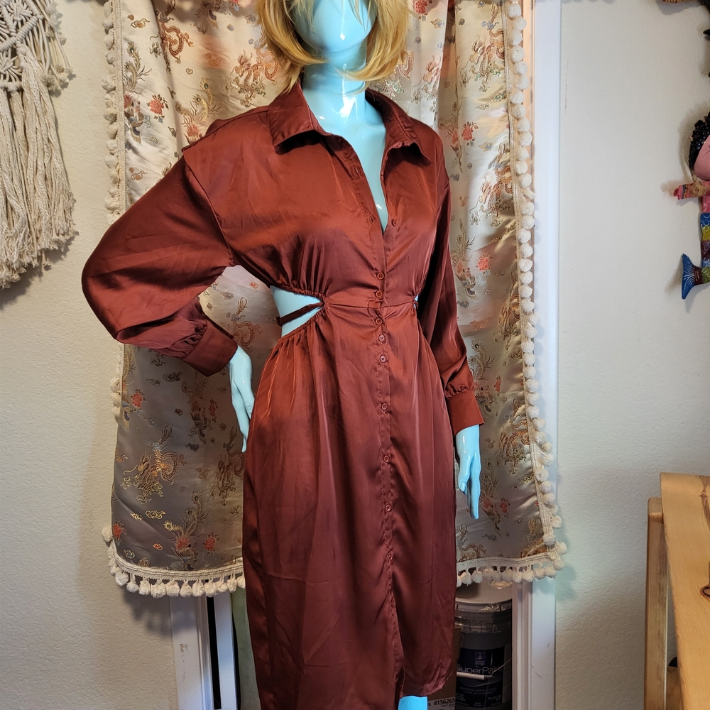 Shimmery Rust Cutout Dress